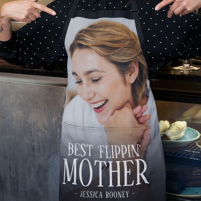 Meilleure 'Flippin' Photo de Mère | Tablier de Nom (Créateur téléchargé)
