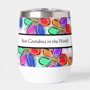 Meilleure Grand-mère Coloré Fleurs Artistiques Amo