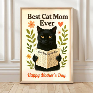 Meilleure impression ou carte de maman de chat, af