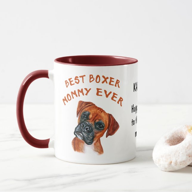 Meilleure maman Boxer jamais coutume Mug (Avec donut)