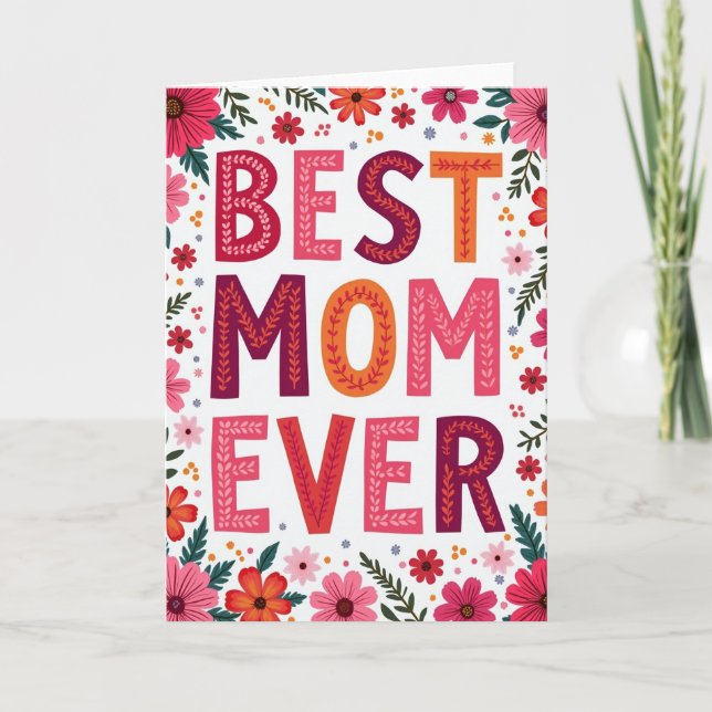 Meilleure Maman Carte Florale (Devant)