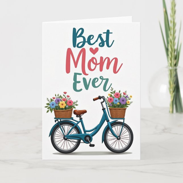 Meilleure Maman Carte Florale de Vélo (Devant)