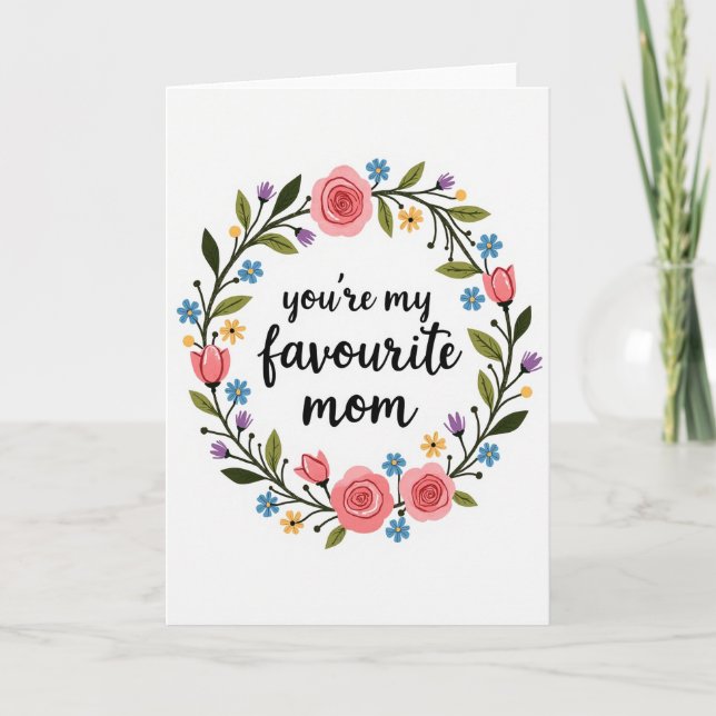 Meilleure Maman Carte Roses et Tulipes (Devant)