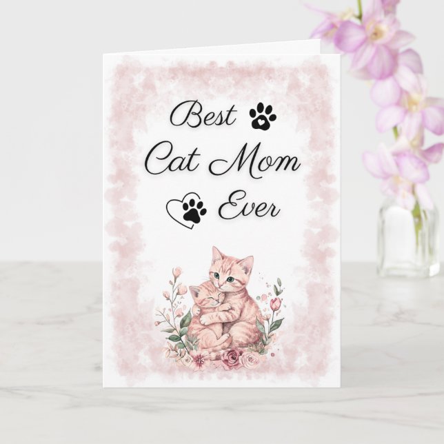 Meilleure Maman de Chat | Carte pour Amoureux de C (Orchidée)