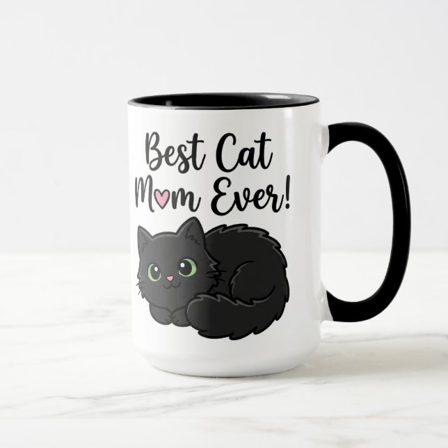 Meilleure Maman de Chat Noir Tasse à Café (Droite)