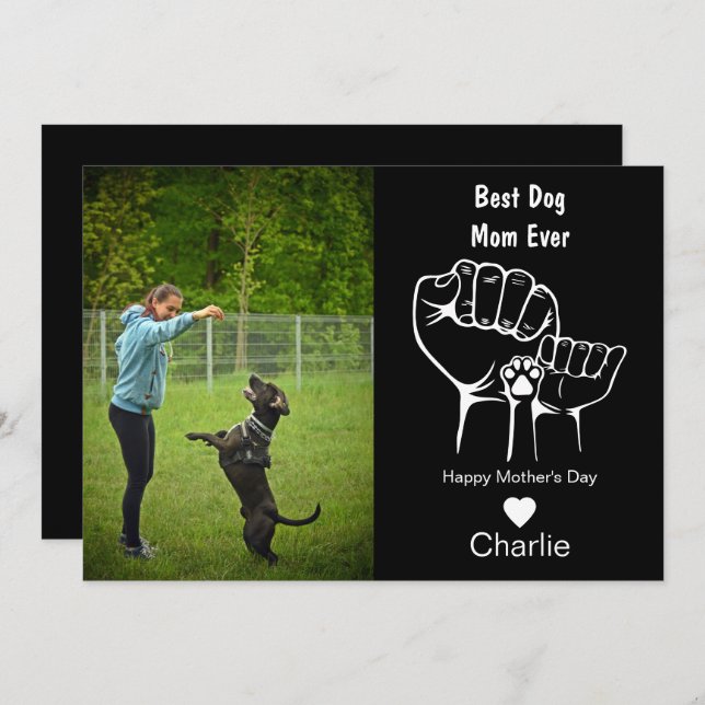 Meilleure maman de chien jamais fist bump carte de (Devant / Derrière)