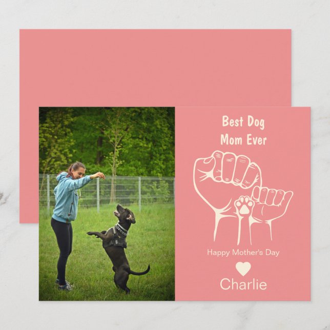Meilleure maman de chien jamais fist bump carte de (Devant / Derrière)