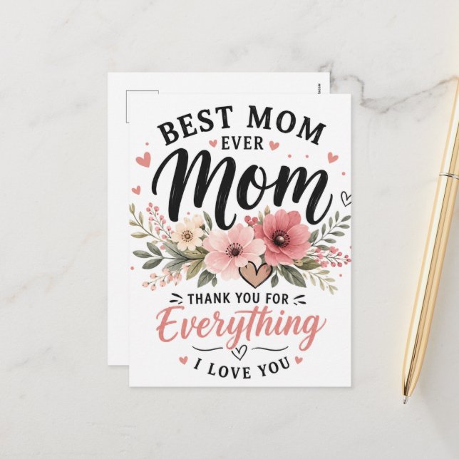 Meilleure Maman de Tous les Temps Carte de Vœux de (Devant/Arrière en situation)