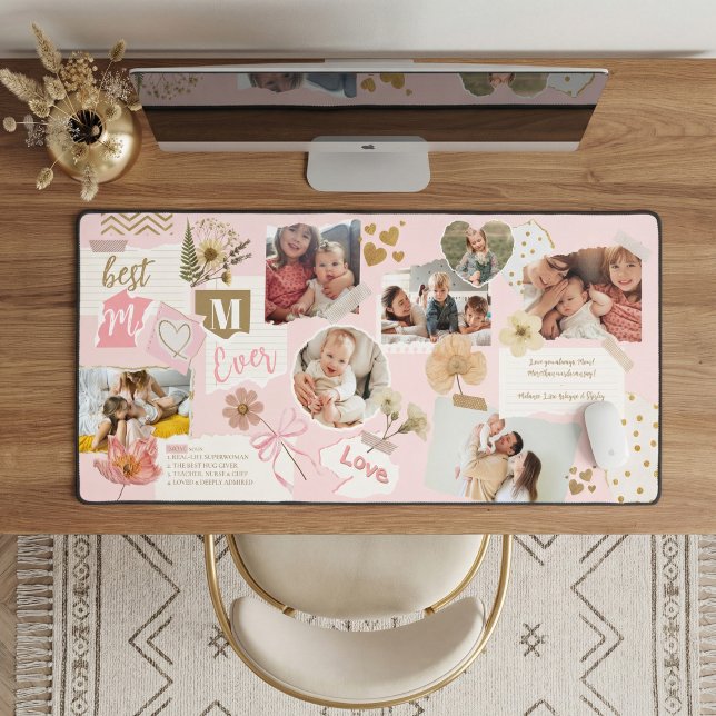 Meilleure Maman du Monde Scrapbook Personnalisé Co (Best Mom Ever Personalized Scrapbook Photo Collage Desk Mat)