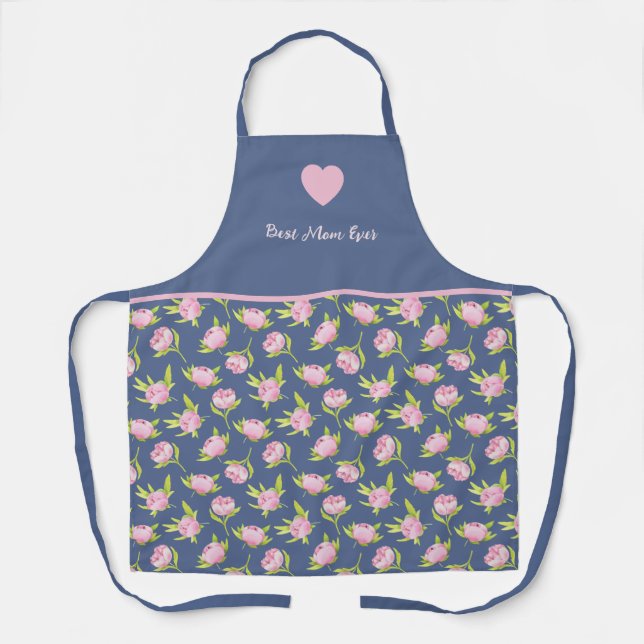 Meilleure maman et impression de fleur. Tablier to (Recto)