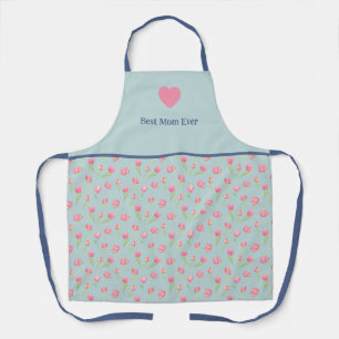 Meilleure maman et imprimé floral. Tablier tout-im
