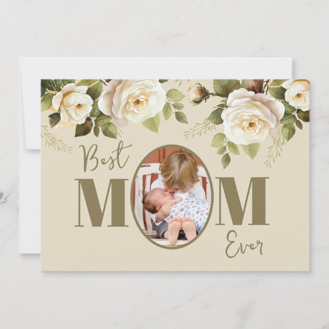 Meilleure maman ever carte de vacances plate photo (Devant)