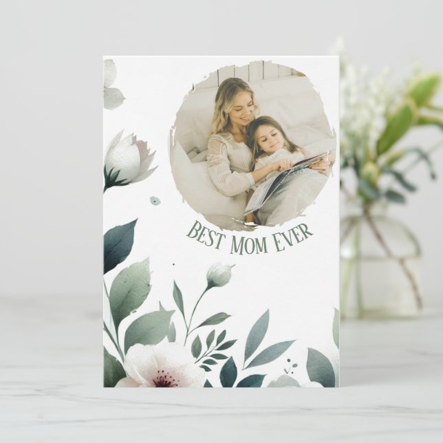 Meilleure Maman Ever – Carte Photo Florale Personn (Debout devant)