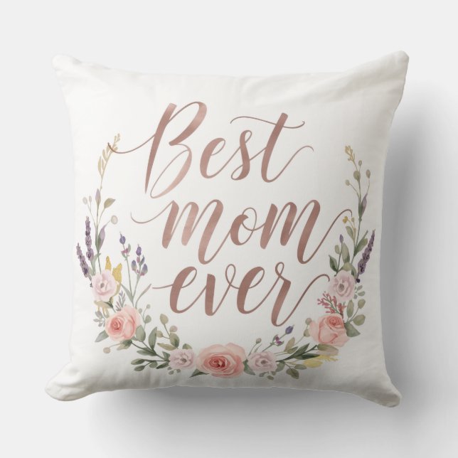 Meilleure Maman Ever – Coussin de jet en aquarelle (Recto)