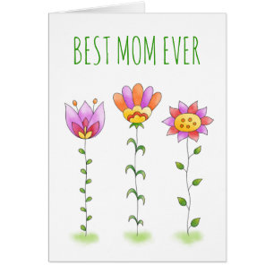 Meilleure maman Ever Watercolor Flowers Carte de f