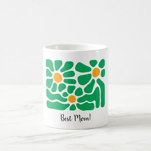 Meilleure maman Fleur verte personnalisée Mug vert (Centre)