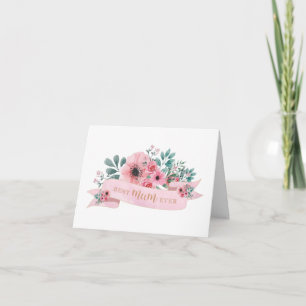 Meilleure Maman Floral Rose Aquarelle Carte de Vœu