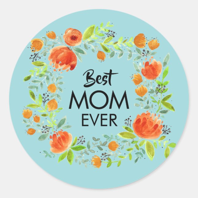 Meilleure maman jamais aquarelle Stickers Floral (Devant)