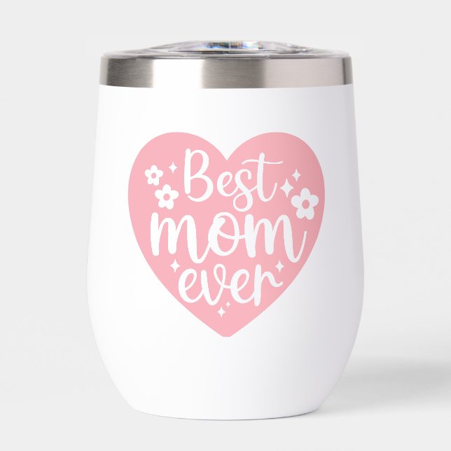 Meilleure Maman Jamais Coeur Rose Avec Fleurs (Avant)