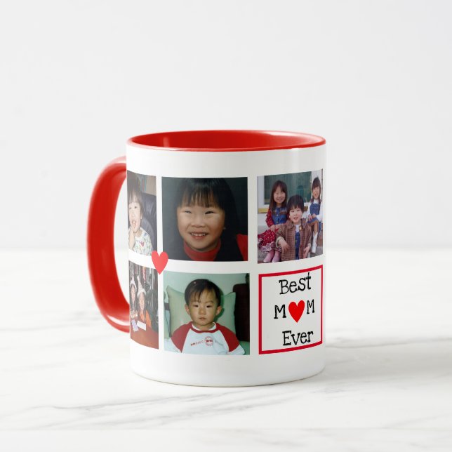 Meilleure maman Jamais Coeurs 9 photo Custom Mug (Devant gauche)