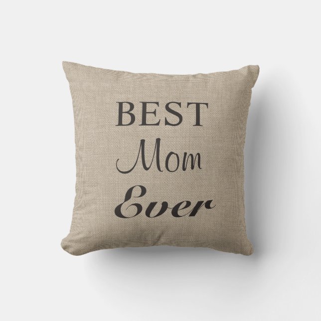 Meilleure maman jamais Coussin sur burlap (Recto)