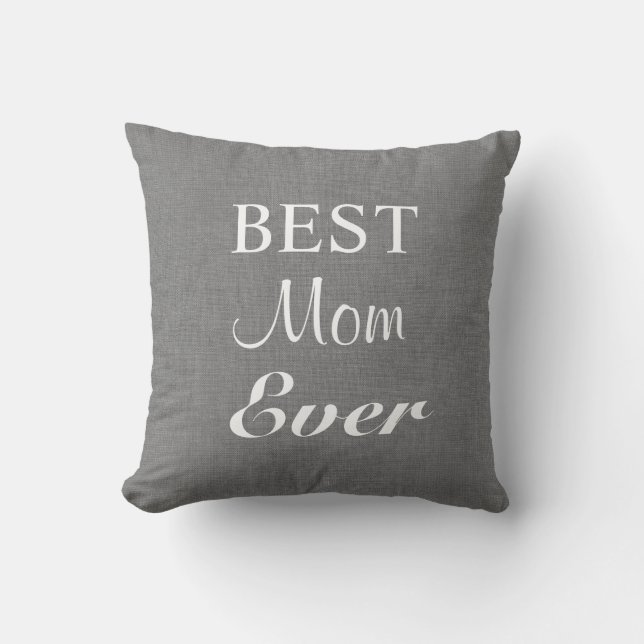 Meilleure maman jamais Coussin sur burlap gris (Recto)