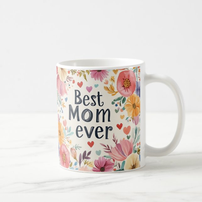 Meilleure maman Jamais fleurie Mère Fête tasse de  (Droite)