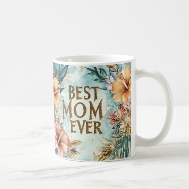 Meilleure maman Jamais florale Mère Fête tasse à c (Droite)