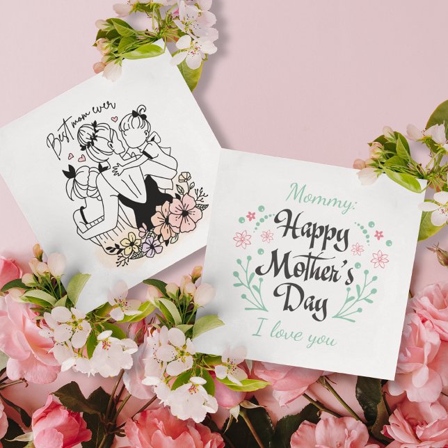 Meilleure maman jamais maman, coutume enfants / ca (Best Mom ever mum, custom greeting flat card)