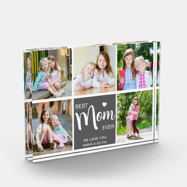 Meilleure Maman Jamais Mothers Day Grey Photo Bloc (Gauche)