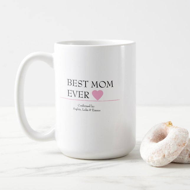 Meilleure Maman Jamais Mug avec Coeur Rose - Confi (Avec donut)