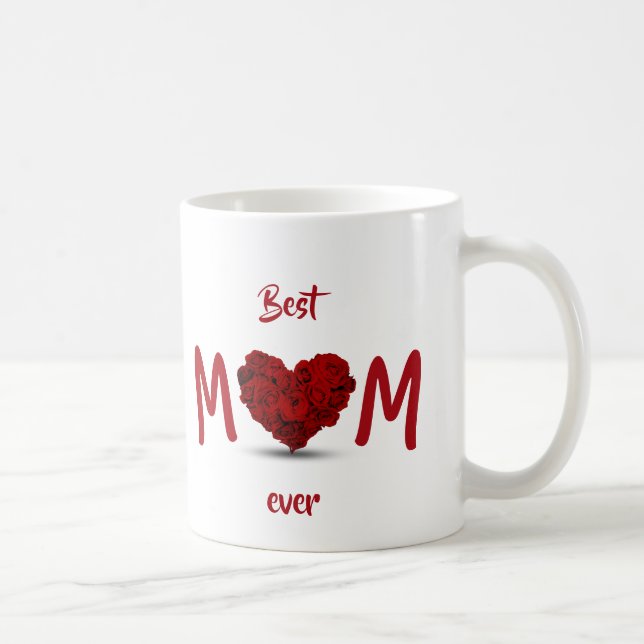 Meilleure Maman Jamais Rose Bouquet de coeur - Mug (Droite)