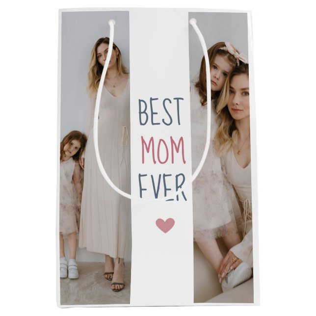 Meilleure maman jamais - Sac cadeau photo et texte (Devant)