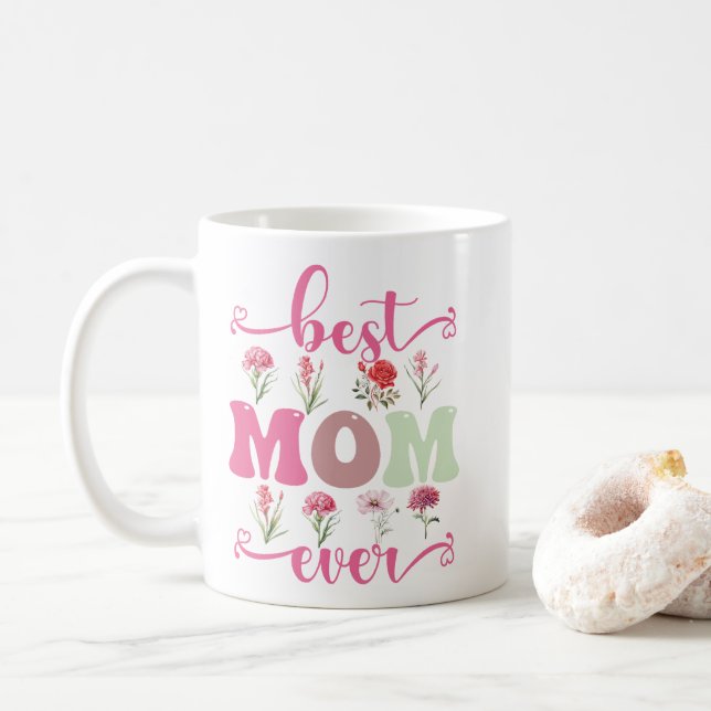 meilleure maman jamais tasse, tasse florale pour m (Avec donut)