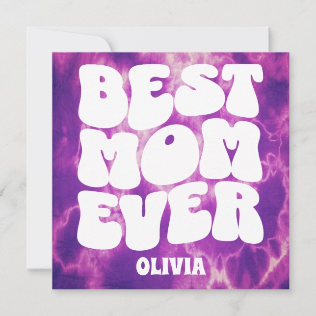 Meilleure Maman Jamais Violet Tie Dye Carte de fêt (Devant)