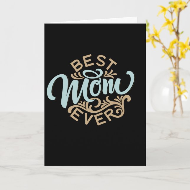 Meilleure maman jamais Word Art Carte de fête des  (Fleur jaune)
