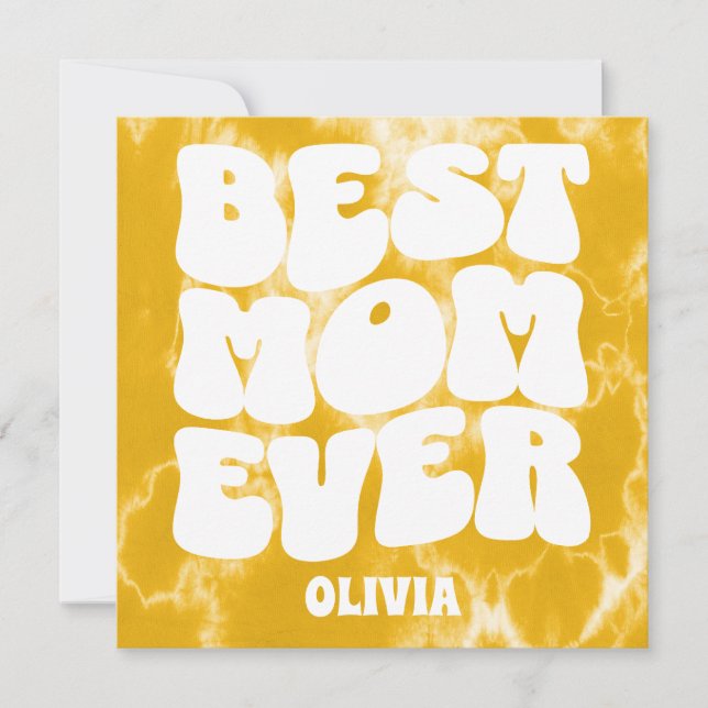Meilleure maman Jaune Jaune Tie Dye Carte de la fê (Devant)