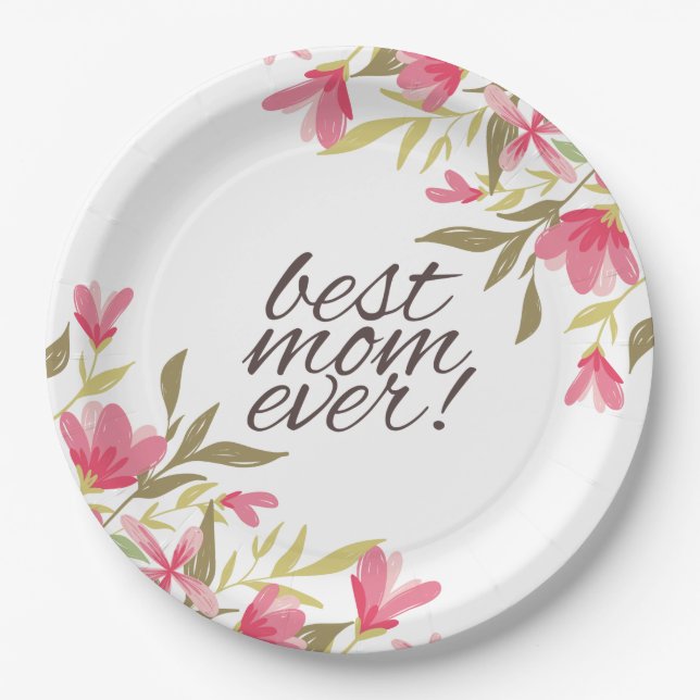 Meilleure Maman Jour des Mères | Assiette en Papie (Devant)