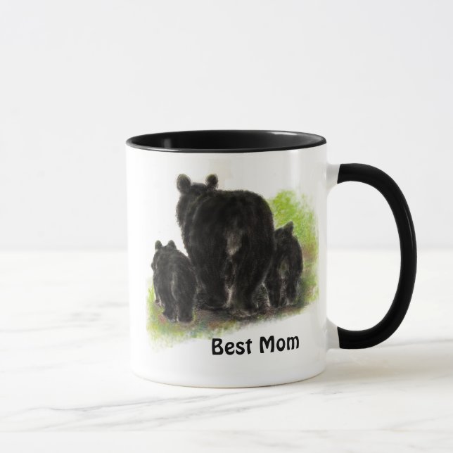 Meilleure maman, Mère, Mignonne, Ours Noir Mug ani (Droite)