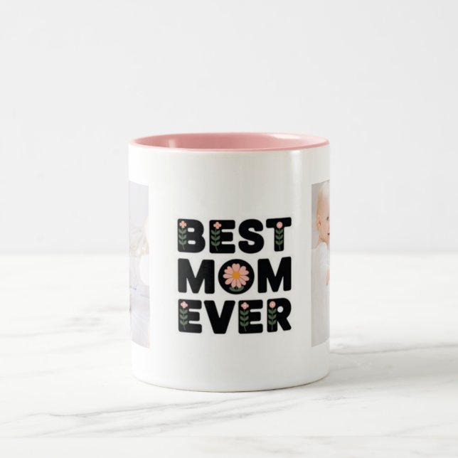 Meilleure maman moderne photo Mug de la fête des M (Centre)