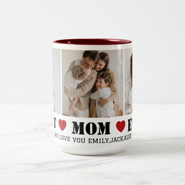 Meilleure Maman Mug Collage Moderne 3 Photos (Centre)
