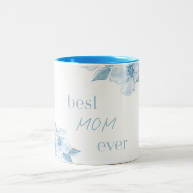 Meilleure Maman Mug Floral Bleu (Centre)