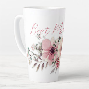 Meilleure Maman Mug Latte Fleurs Roses