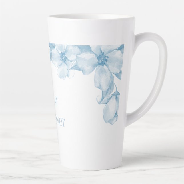 Meilleure Maman Mug Latte Floral Bleu (Droite)
