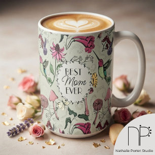 Meilleure Maman Mug Latte Floral Colibri
