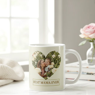 Meilleure Maman Personnalisé Photo Cœur Tasse élég