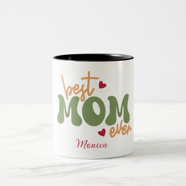 Meilleure Maman Personnalisée Mug Nom Script (Centre)