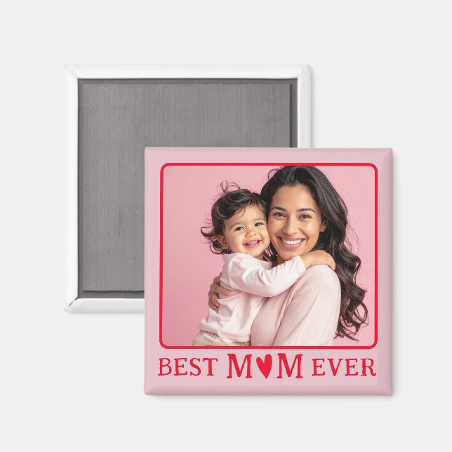 Meilleure Maman Photo Magnet Rose (Recto/Verso)