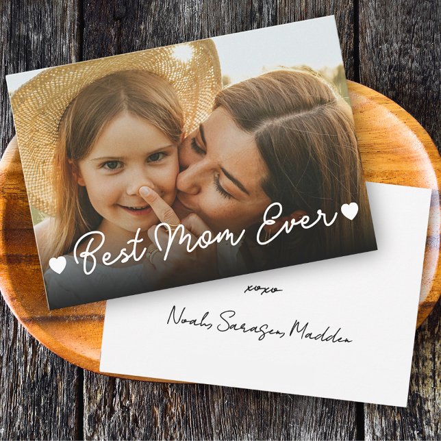 Meilleure Maman Photo XOXO Cœurs Carte de la Fête  (Créateur téléchargé)