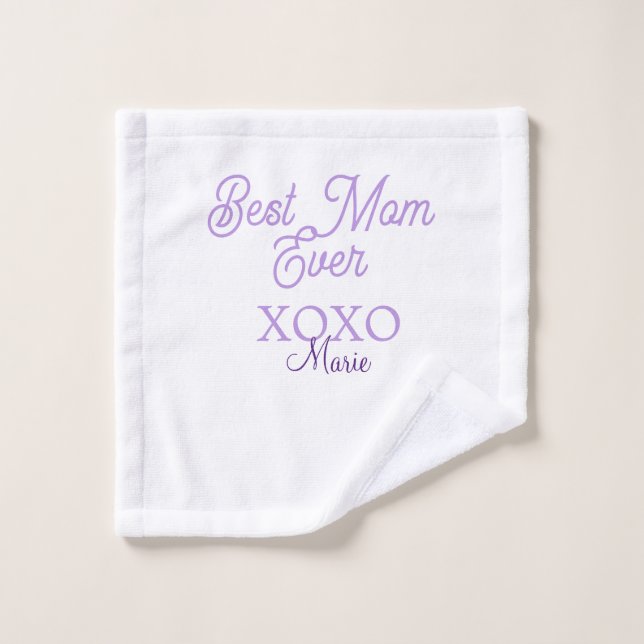 Meilleure maman qui soit xoxo nom violet élégant f (Gant de toilette)